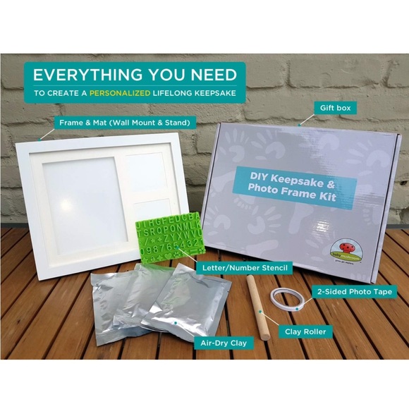 NIB Baby Hand & Footprint Clay Keepsake Photo Frame Kit - Picture 1 of 3